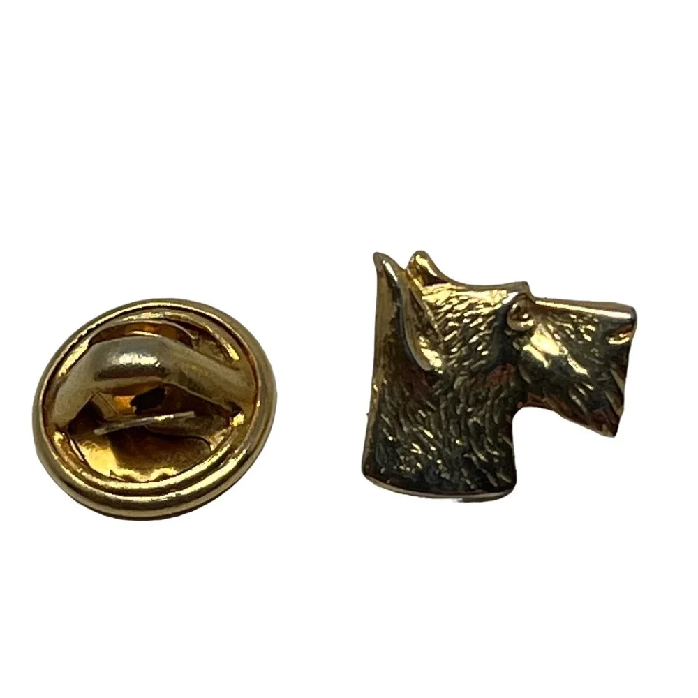 Vintage Schnauzer Tie Tack Gold‎ Tone Lapel Hat Dog Pin